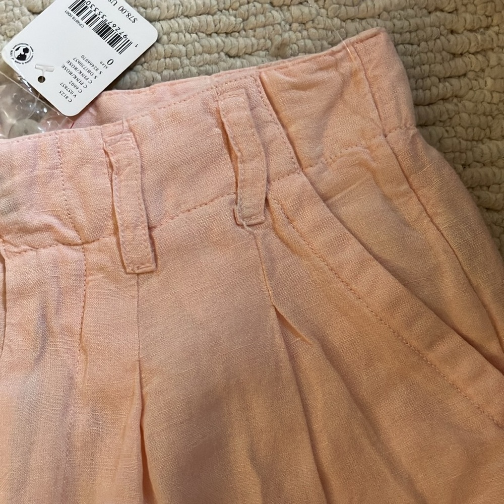 Free People Calla pleated high waist linen blend 4” shorts NWT 0 - Picture 4 of 13